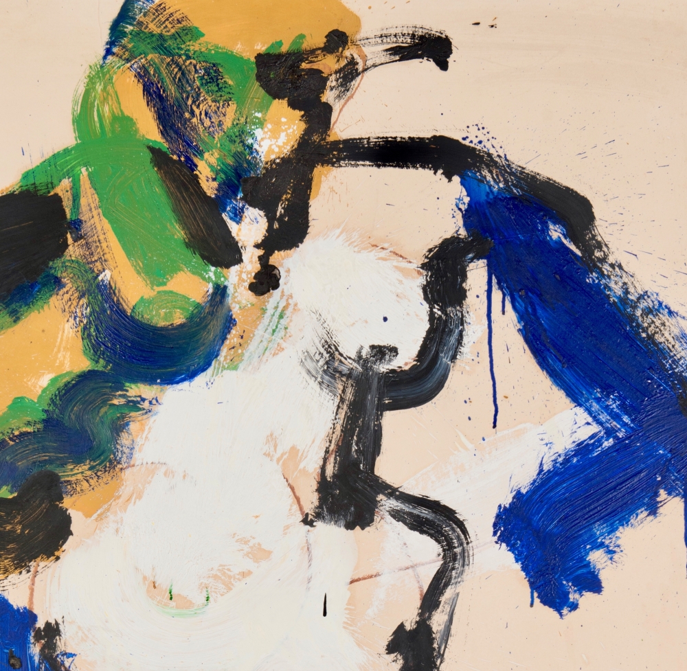 Norman Bluhm, Untitled (detail), 1966, acrylic on board mounted on Masonite, 37 x 30.5 inches.