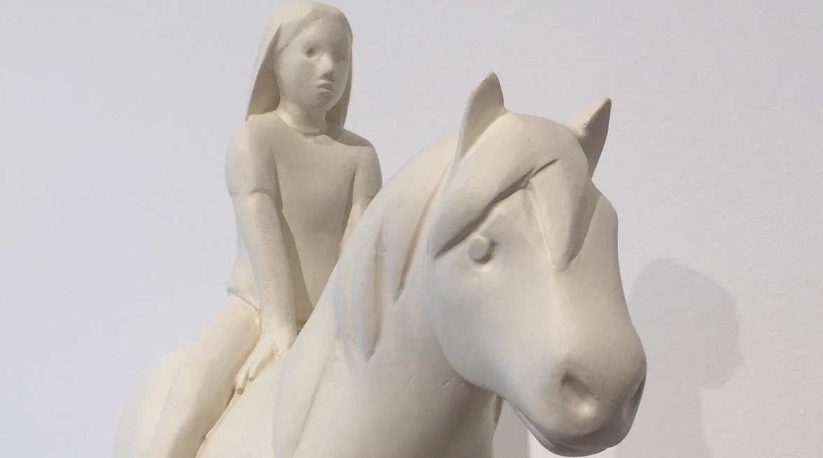 Kenny Hunter, Girl with Pony, 2012, acrylic resin, paint, 18 x 18 x 4 inches.