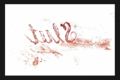 MARY COBLE Untitled (Slut from Blood Script portfolio) 2008, blood impression on archival paper.