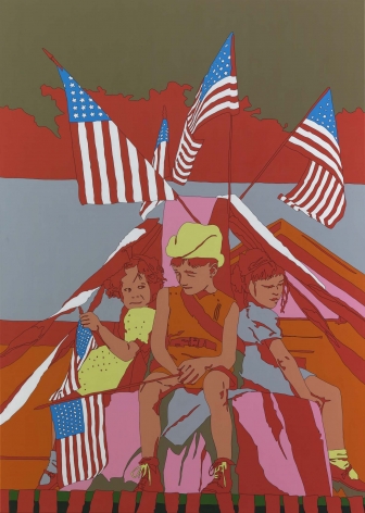 LISA RUYTER Russell Lee “Children on float in Fourth of July parade. Vale, Oregon” 2011, acrylic on canvas, 83 x 59 inches