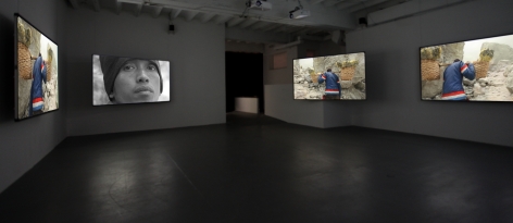 JANET BIGGS A Step on the Sun 2012, 5 channel video installation, run time: 9:22. Installation view: Conner Contemporary Art.