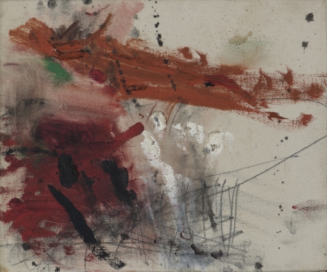 Gene Davis  Red Violence  1957, acrylic on canvas, 10 x 12 inches.