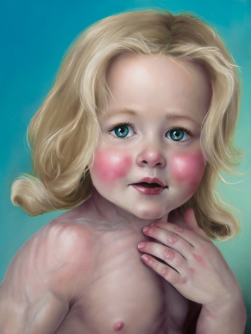 KATIE MILLER Portrait of Percival as the Beefcake Bambino 2012, oil on panel, 16 x 12 inches