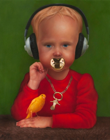 KATIE MILLER Young Bling Cole with a Merry Canary 2011, oil on panel, 14 x 11 inches