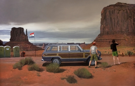 ALEX ROULETTE Monumental Road 2009, oil on panel, 32 x 50 inches.
