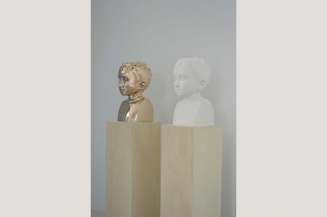 KENNY HUNTER Two Identical Forms plaster, bronze, and plywood sculpture