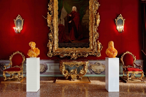 Barry X Ball Envy and Purity in Utah Golden Honeycomb Calcite The Throne Room — Ca’ Rezzonico, Venice archival inkjet print