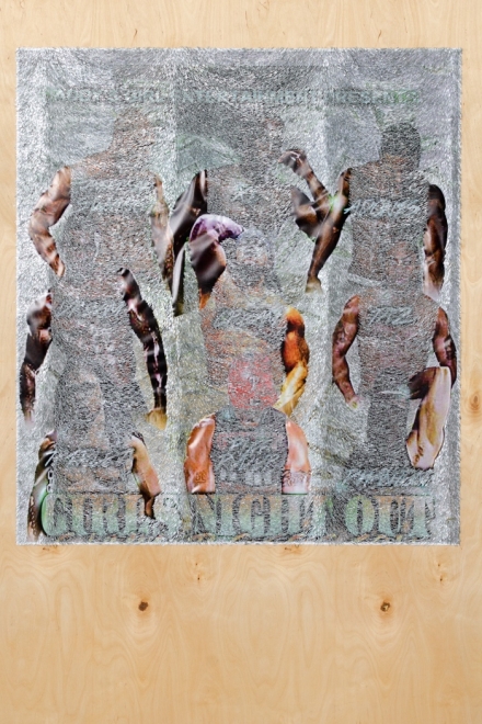WILMER WILSON IV  GIRLS NIGHT OUT, 2016, mixed media on wood, 72 x 48 inches